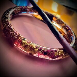 Glittery Pink and Gold hair/dread pin